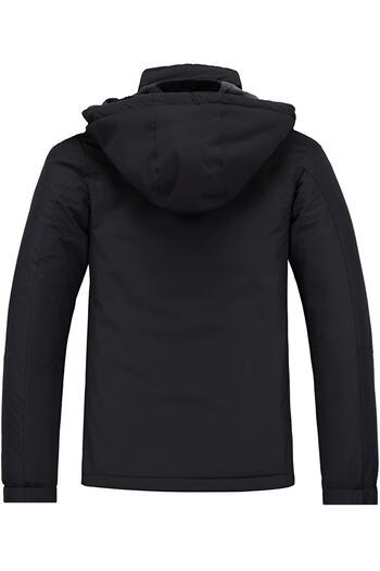 Oliggopol Ανδρικό μαύρο παλτό Softshell με γούνα στο εσωτερικό, αδιάβροχο και αντιανεμικό αθλητικό παλτό New Season