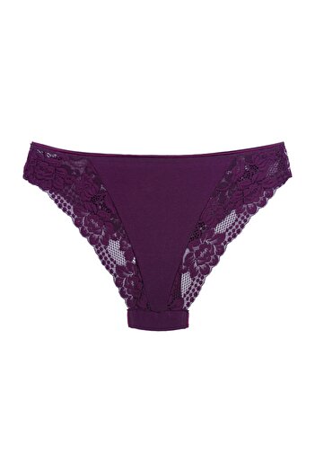 Zena Slip de damă din dantelă de bumbac violet