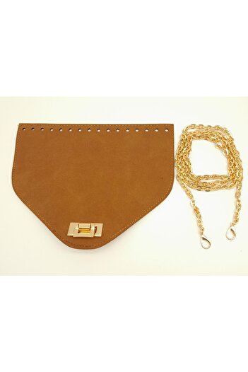 angel çanta aksesuar Σετ τσάντας με αλυσίδα Tan Color Nubuck Suede 22,5x17 cm με κάλυμμα 120 cm
