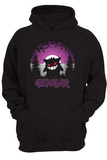 remonz Pokemon Gengar με στάμπα, 100% βαμβάκι, 3 κλωστές. Ανυψωμένο, Fleece Εσωτερικά, Πολύ Χοντρό Hoodie