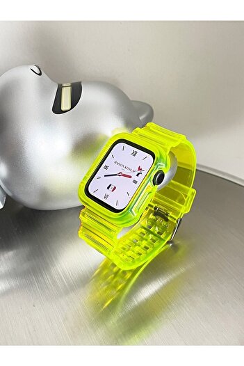 Quse Apple Watch Seri 9 8 7 6 5 4 3 2 1 Se 41mm-40mm-38mm Şeffaf Transparan Tank Silikon Kordon