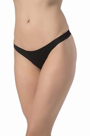 GECKO COLLECTION Black Laser Cut Seamless 3-Piece Thong - No Trace Women