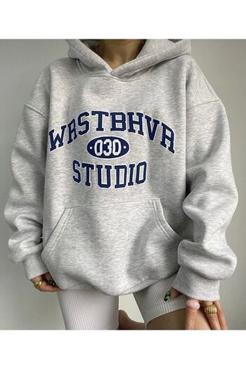 AFROGİYİM Unisex Oversize Wrstbhvr Printed Hooded Sweatshirt