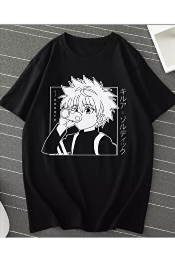 Touz Унісекс-футболка Oversize Siyah Hunter X Hunter Anime - дизайн Killua Zoldyck