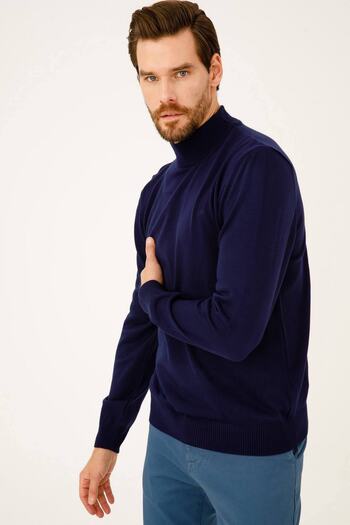 İgs Ανδρικό πλεκτό Navy Blue Standard Half Fisherman