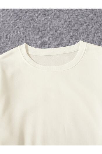 Mad&Calf Kadın Crop Basic Bisiklet Yaka Sweatshirt