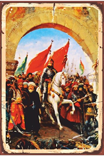 Hayat Poster Istanbulun Fethi Tablosu Fatih Sultan Mehmet Retro Ahşap Poster