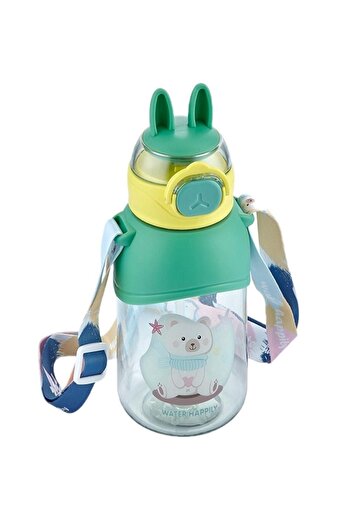 Vagonlife 650ml Cute Friends Tritan Water Bottle with Hanging Straw and Ears