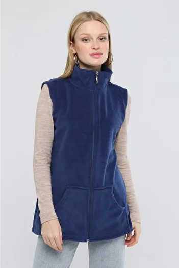 Nehir tekstil Collared Zippered Fleece Vest