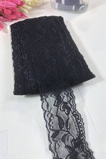 Hobigram Black Lycra Lace Trim Lace 5 Meters – Decorative Ribbon, Stylish Design, Women's Accessory – Deco