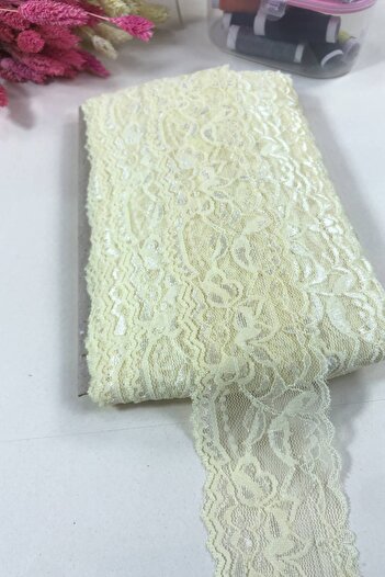 Hobigram Cream Lycra Lace Decoration Lace 1 Meter – Decorative Ribbon, Stylish Design, Women's Accessory – Decor