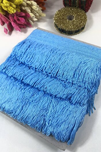 Hobigram Baby Blue Fringe Tassel Width 10 cm 1 Meter – Decorative Ribbon, Stylish Design, Women's Accessory – Decorative