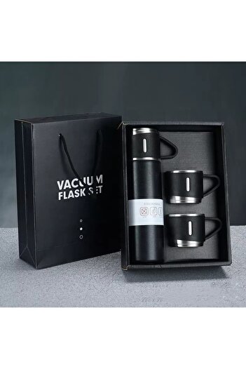 SMARTEST Stainless Steel Thermos Black Color 3 Glass Thermos Set Vacuum Thermos Set