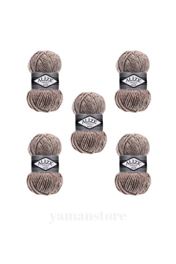 Alize Superlana Maxi 5 Pieces Stranded Threads - Vest, Cardigan, Scarf, Sweater 803 Japse Milk Coffee