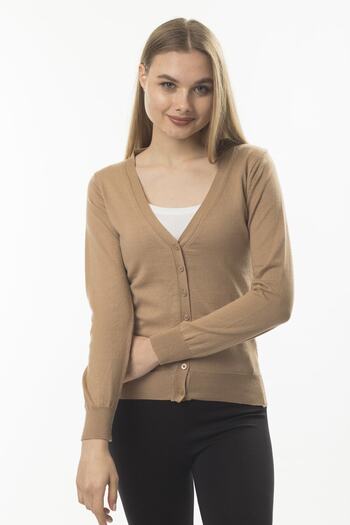 MANGO Woman Women's Dark Camel Cardigan