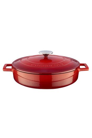 Lava Cast Iron Pot 28 Cm Shallow Red Trendy Pot Lifetime Guaranteed