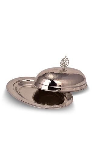 TURNA BAKIR Crane Copper Saltanat Inflatable Lid Kayak Presentation Plate 40 Cm Hand Forged Nickel Crane4408-2