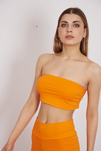 Eazy Co Women's Orange Basic Bandeu Top
