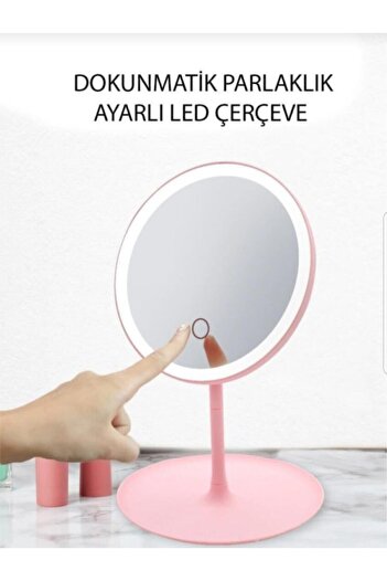 Genel Markalar Dokunmatik Led Işıklı Usb Li Yuvarlak Masa Üstü Makyaj Aynası Makyaj Aynası Ledli