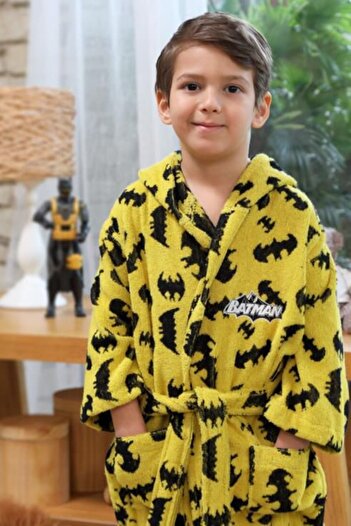 Özdilek Çocuk Sarı Batman Dark Lisanslı Havlu Bornoz Free Set
