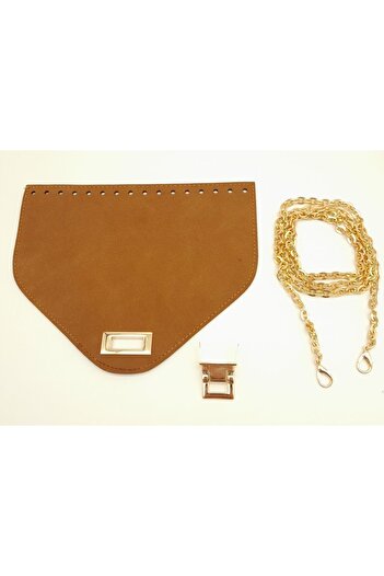 angel çanta aksesuar Σετ τσάντας με αλυσίδα Tan Color Nubuck Suede 22,5x17 cm με κάλυμμα 120 cm