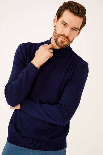 İgs Ανδρικό πλεκτό Navy Blue Standard Half Fisherman