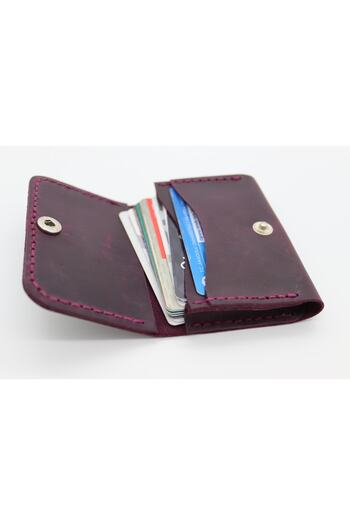 Anatolia Purple Minimalist Genuine Leather Card Holder