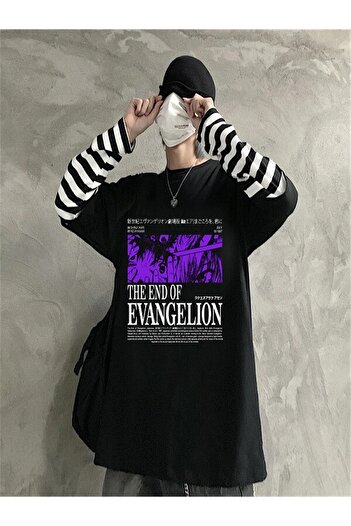 Touz The End Of Evangelion Смугаста футболка унісекс