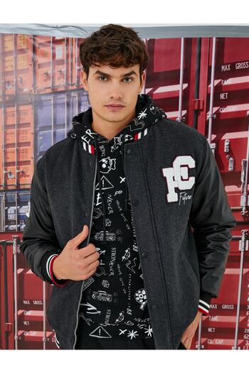 Koton Jacke mit College-Print und Bomberkragen