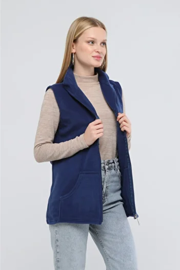 Nehir tekstil Collared Zippered Fleece Vest