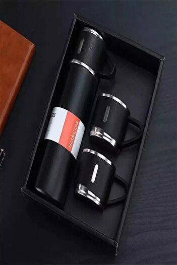 SMARTEST Stainless Steel Thermos Black Color 3 Glass Thermos Set Vacuum Thermos Set