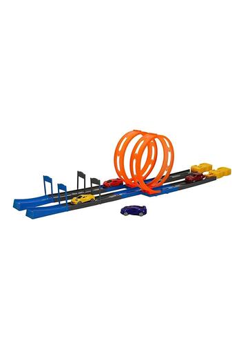 King Toys Toy Drag Track Race Car Set with Race Track with Launch Ramp 18 Pieces