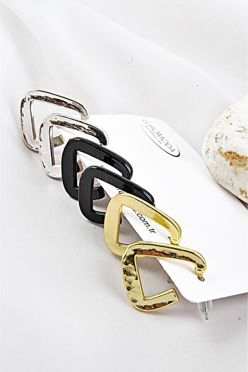 EUROMODA Specially Designed Set of 6 Earrings in Black, Gold and Silver Colors