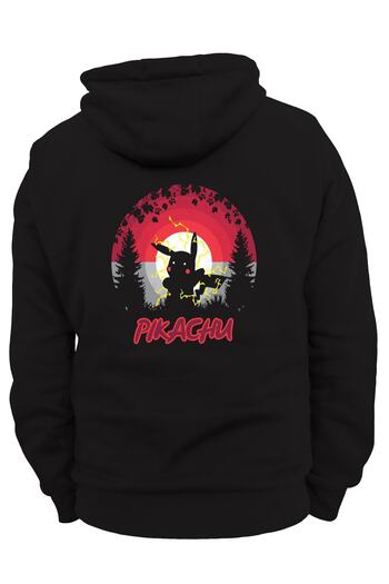 remonz Pokemon Pikachu Πίσω στάμπα, 100% βαμβάκι, 3 κλωστές. Ανυψωμένο, Fleece Εσωτερικά, Πολύ Χοντρό Hoodie