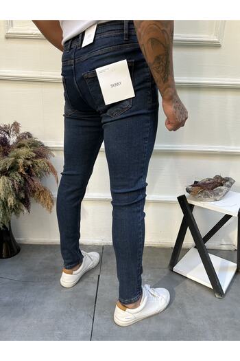 ENERJİN Erkek Jeans Skinny Fit Likralı Kahve Tintli Tırnaklı