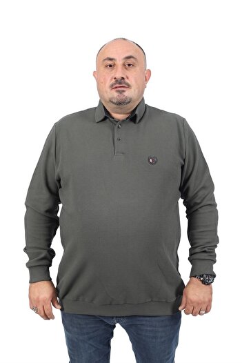 MocGrande Μεγάλο μέγεθος Polo Collar Sweat West Coast 22711