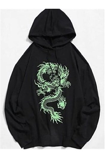 Touz Аніме Харадзюку Oversize Unisex зелений Дракон