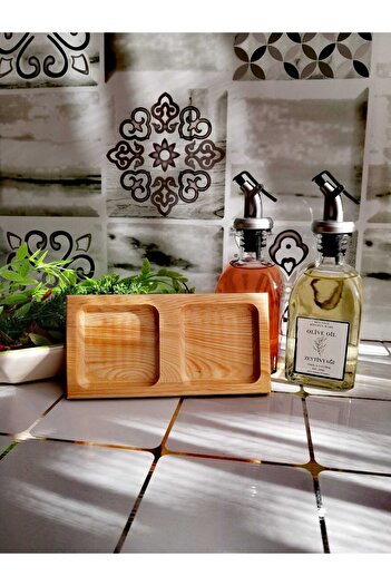 red sacs Drip-Free Oil Bowl Vinegar For Mini Tableware 250 Cc X 2 Pieces Oil Bowl With Wooden Stand