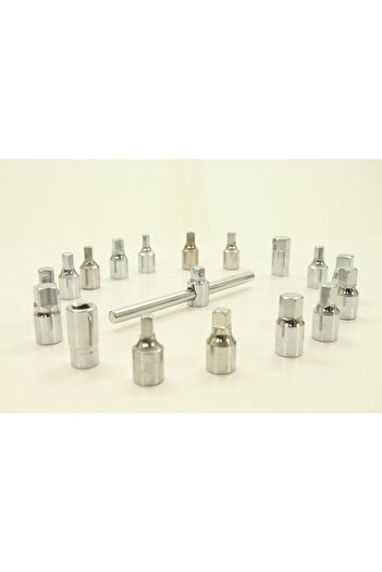 Worldforce Worldfroce 18 Piece Oil Plug Wrench Set Full Assortment 3/8" Inlet Sump Socket Set