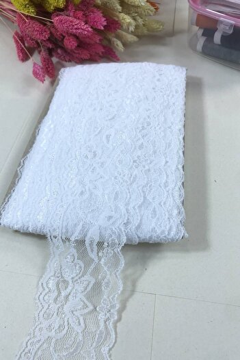 Hobigram White Lycra Lace Decoration Lace 5 Meters – Decorative Ribbon, Stylish Design, Women's Accessory – Deko