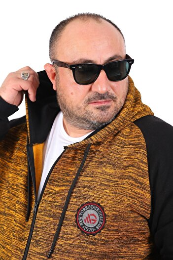 Starbattal Unisex Large Size - New York Collage Sweat 22727 Mustard