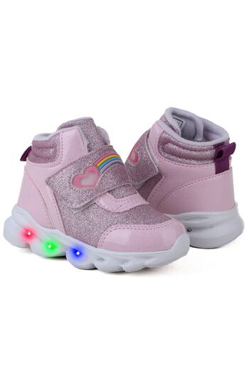 Vojo Lighted Comfortable Sole Girl's Boots - Velcro Rainbow