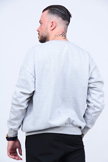 MODAGEN Unisex Gri Berkeley Baskılı Oversize Sweatshirt
