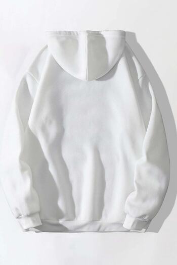 MODAGEN Unisex The Eyes Printed Hooded Oversize Λευκό Φούτερ