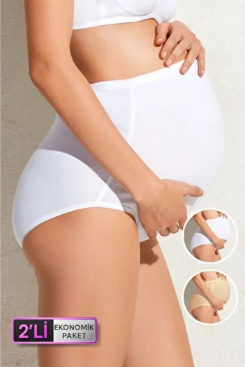 Pierre Cardin Women's White Skin Maternity Panties 2 Pack Panties