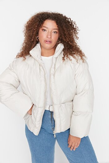 Trendyol Curve Stone Oversize Puffer Jacket TBBAW23AW00008