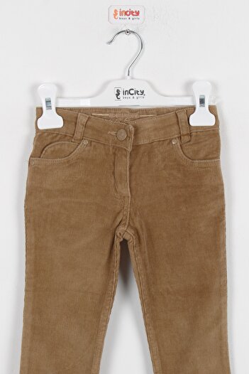 incity Girl's Camel Velvet Trousers