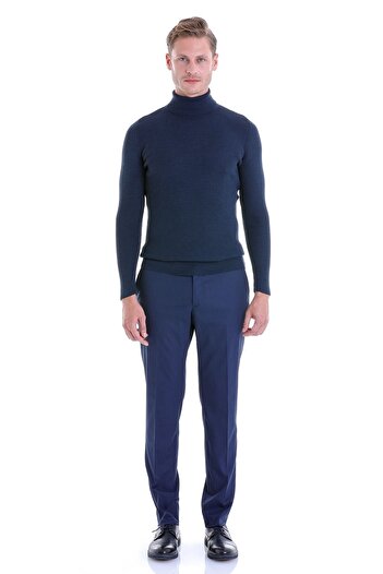Hatemoğlu Indigo Comfort Fit Fitilli Balıkçı Yaka Yünlü Yün Kazak