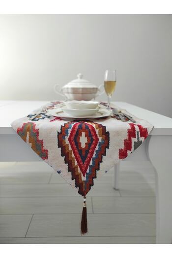 Benlisso Home Țesătură anti-pete cu ciucuri Runner cu două fețe Design special și etnic