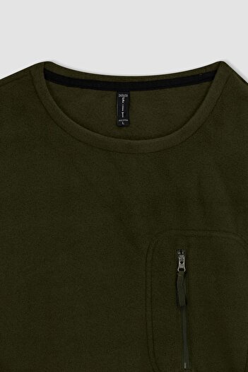 DeFacto Fit Standard Fit Crew Neck Fleece Sweatshirt